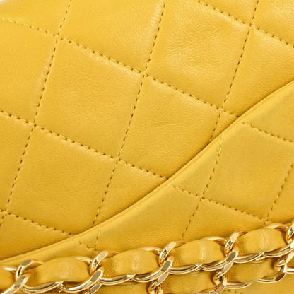 Chanel 1997-1999 Yellow Lambskin Medium Classic Double Flap Shoulder Bag