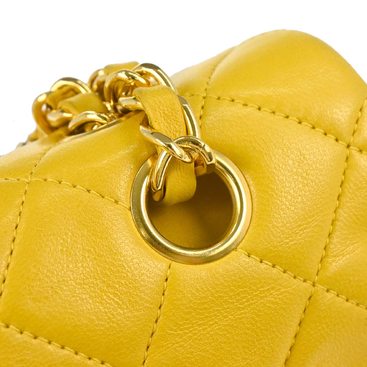 Chanel 1997-1999 Yellow Lambskin Medium Classic Double Flap Shoulder Bag