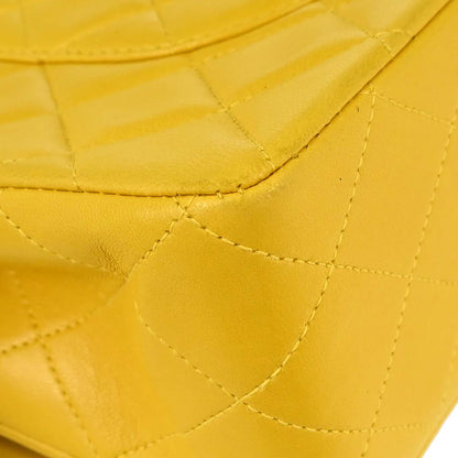 Chanel 1997-1999 Yellow Lambskin Medium Classic Double Flap Shoulder Bag