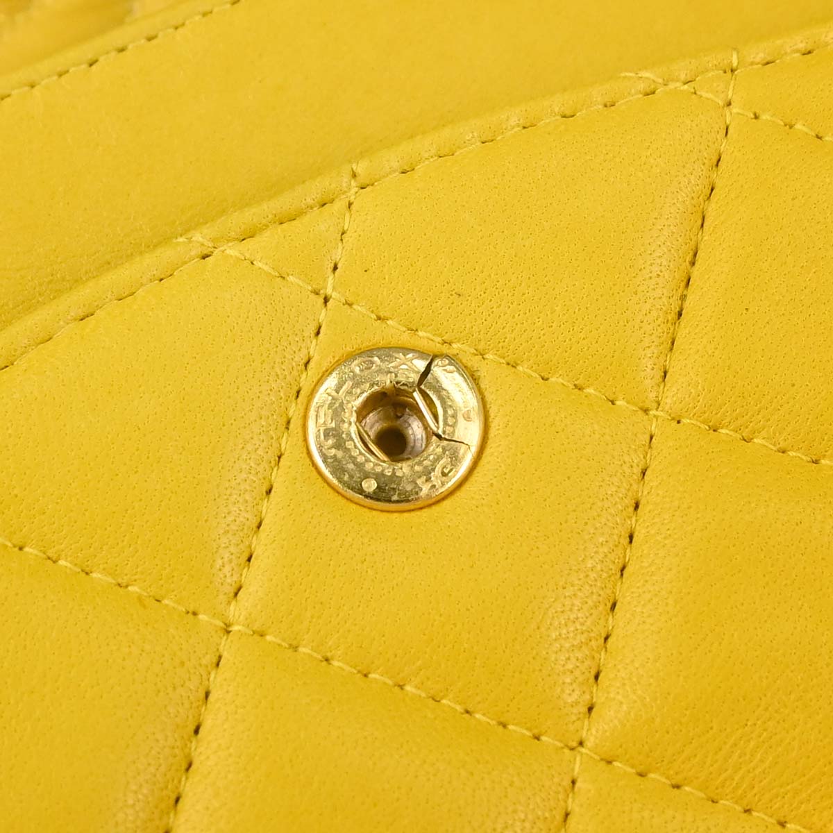 Chanel 1997-1999 Yellow Lambskin Medium Classic Double Flap Shoulder Bag