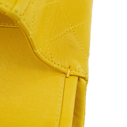 Chanel 1997-1999 Yellow Lambskin Medium Classic Double Flap Shoulder Bag