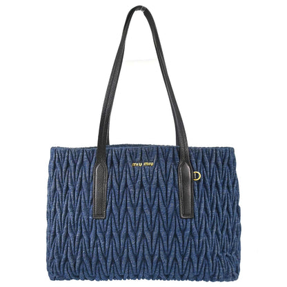 Miu Miu Blue Denim Matrasse Tote Handbag