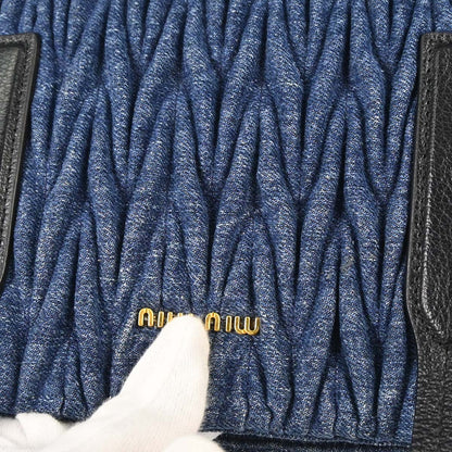 Miu Miu Blue Denim Matrasse Tote Handbag