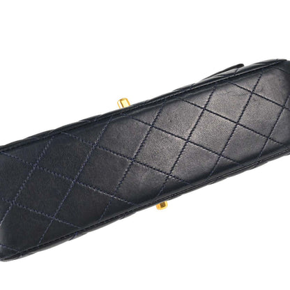 Chanel 1996-1997 Navy Lambskin Double Sided Turnlock Classic Flap Shoulder Bag