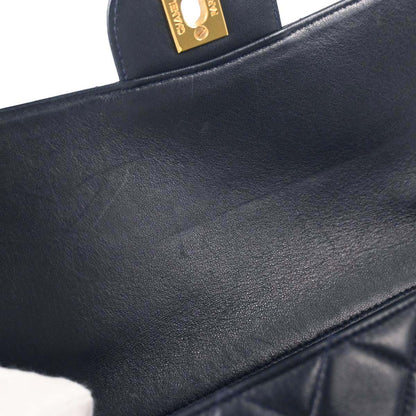 Chanel 1996-1997 Navy Lambskin Double Sided Turnlock Classic Flap Shoulder Bag