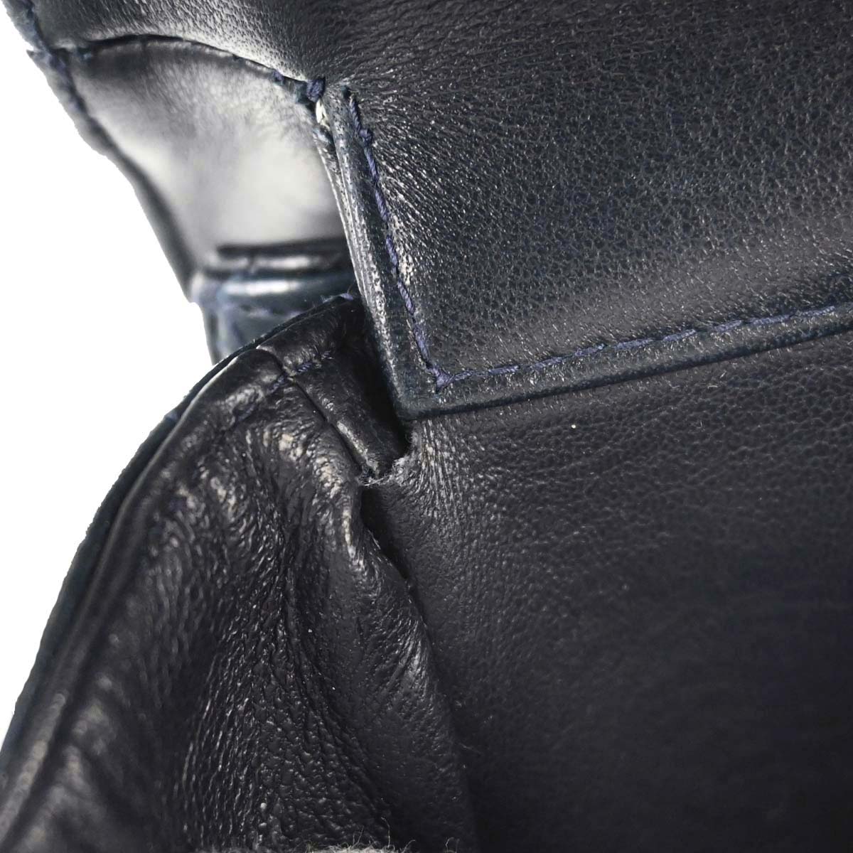 Chanel 1996-1997 Navy Lambskin Double Sided Turnlock Classic Flap Shoulder Bag