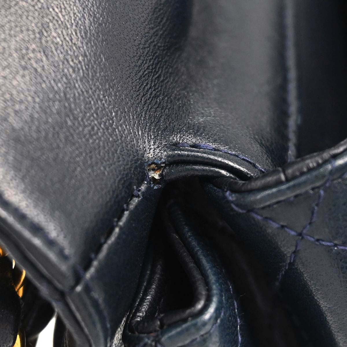 Chanel 1996-1997 Navy Lambskin Double Sided Turnlock Classic Flap Shoulder Bag