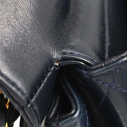 Chanel 1996-1997 Navy Lambskin Double Sided Turnlock Classic Flap Shoulder Bag
