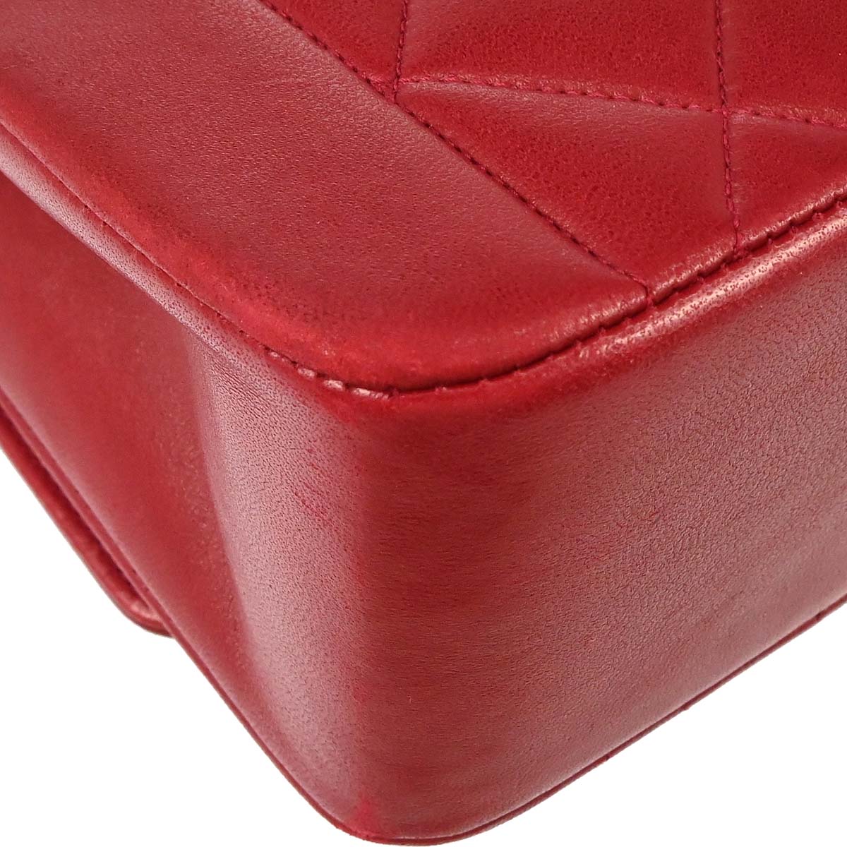 Chanel 1991-1994 Red Lambskin Small Diana Shoulder Bag