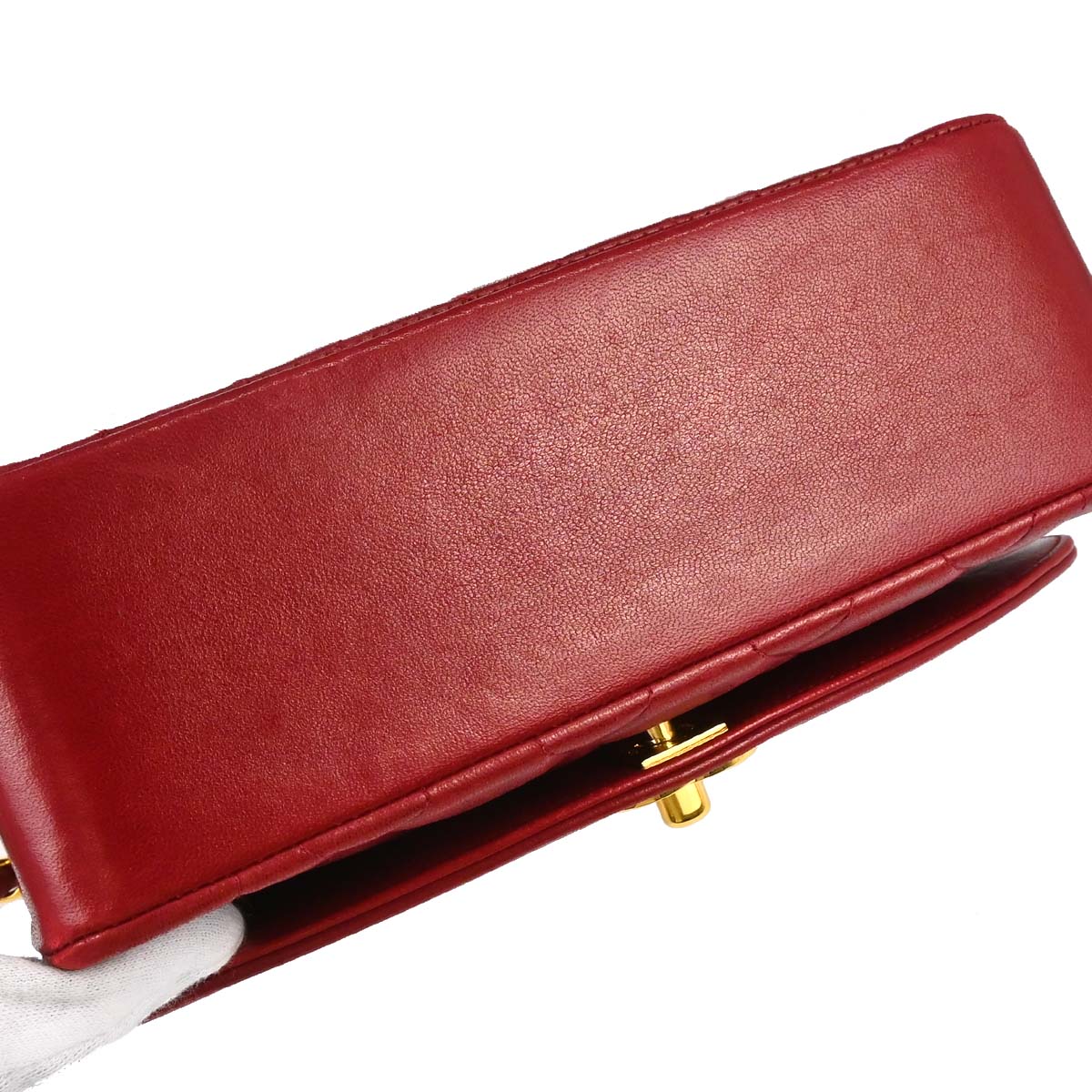 Chanel 1991-1994 Red Lambskin Small Diana Shoulder Bag