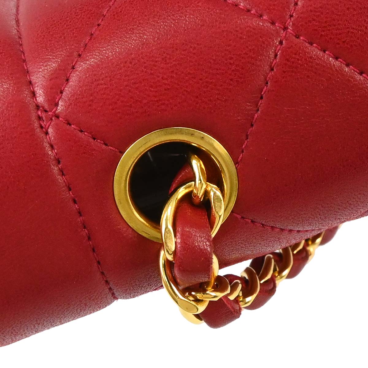 Chanel 1991-1994 Red Lambskin Small Diana Shoulder Bag