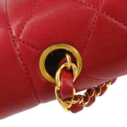 Chanel 1991-1994 Red Lambskin Small Diana Shoulder Bag