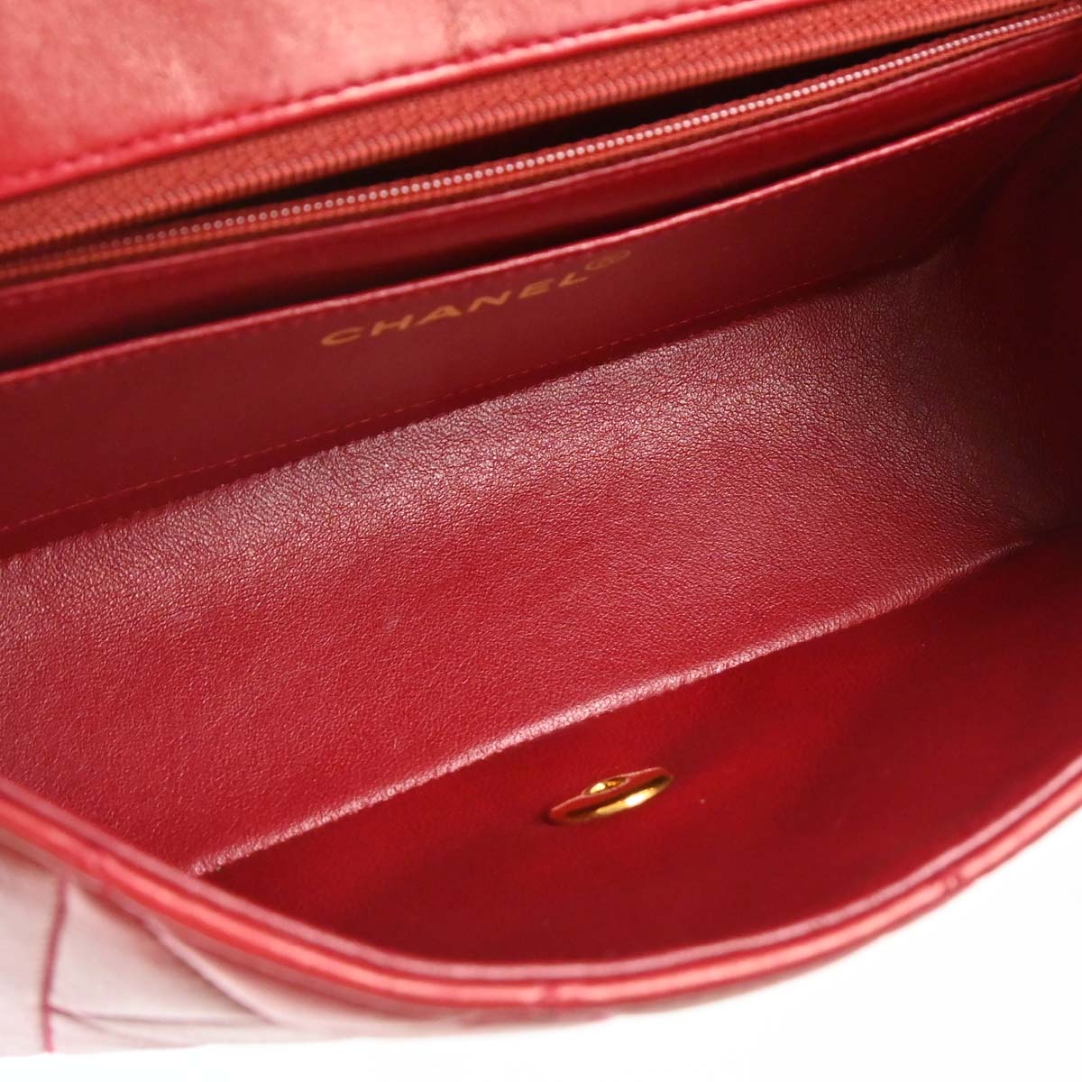 Chanel 1991-1994 Red Lambskin Small Diana Shoulder Bag