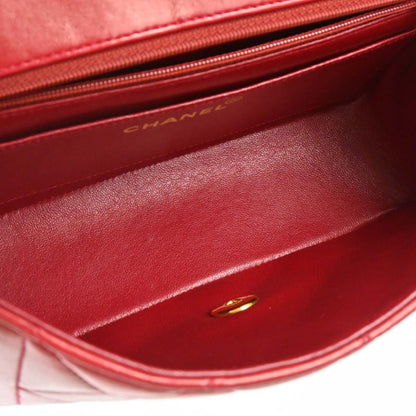 Chanel 1991-1994 Red Lambskin Small Diana Shoulder Bag