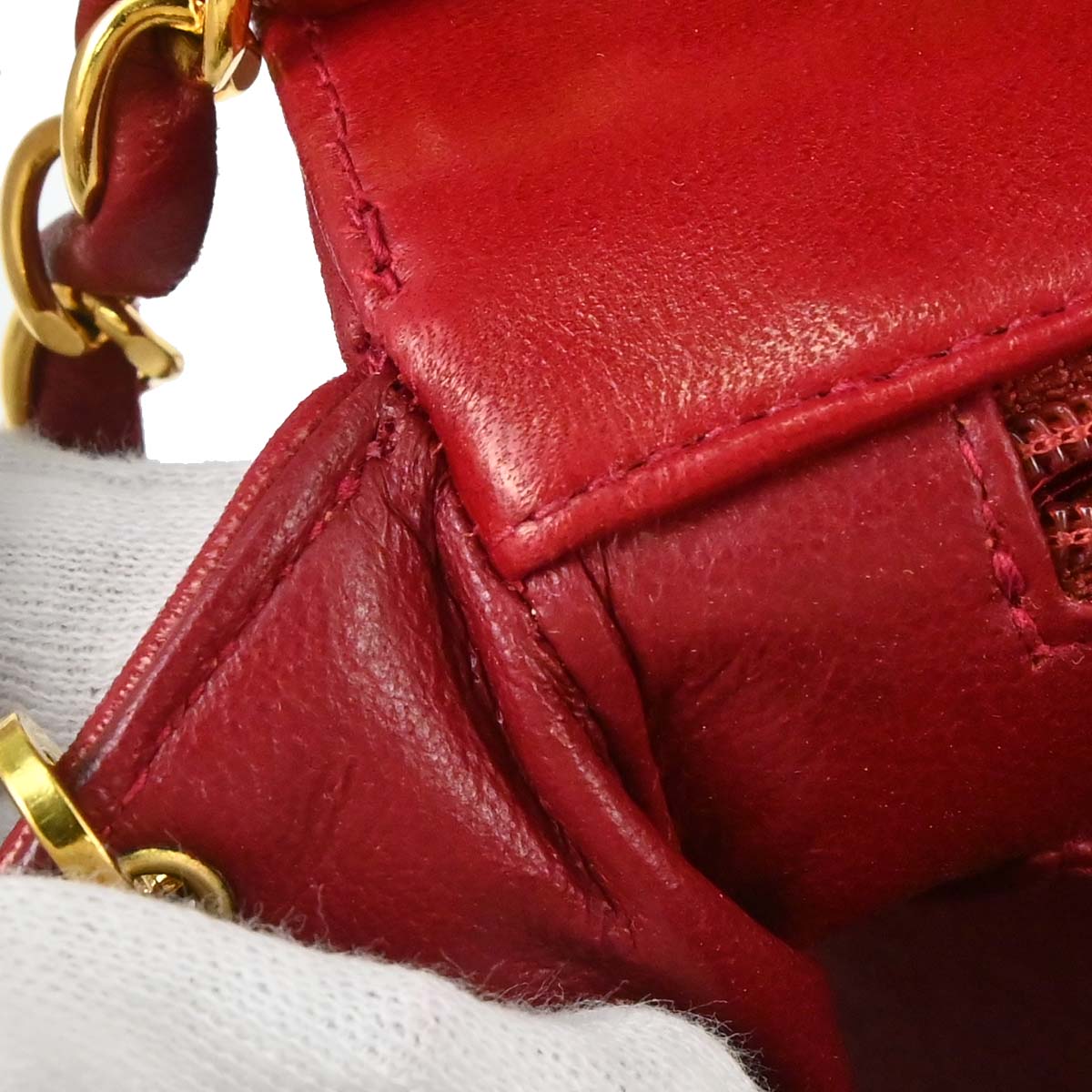 Chanel 1991-1994 Red Lambskin Small Diana Shoulder Bag