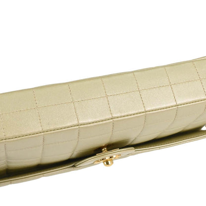 Chanel 2001-2003 Champagne Gold Lambskin Choco Bar East West Shoulder Bag