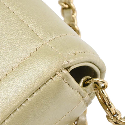 Chanel 2001-2003 Champagne Gold Lambskin Choco Bar East West Shoulder Bag