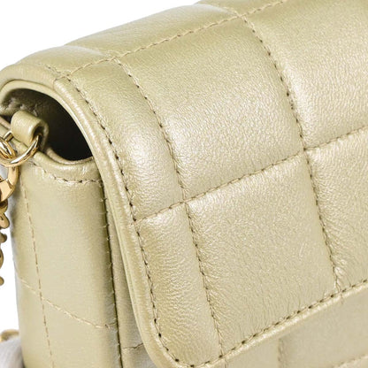 Chanel 2001-2003 Champagne Gold Lambskin Choco Bar East West Shoulder Bag