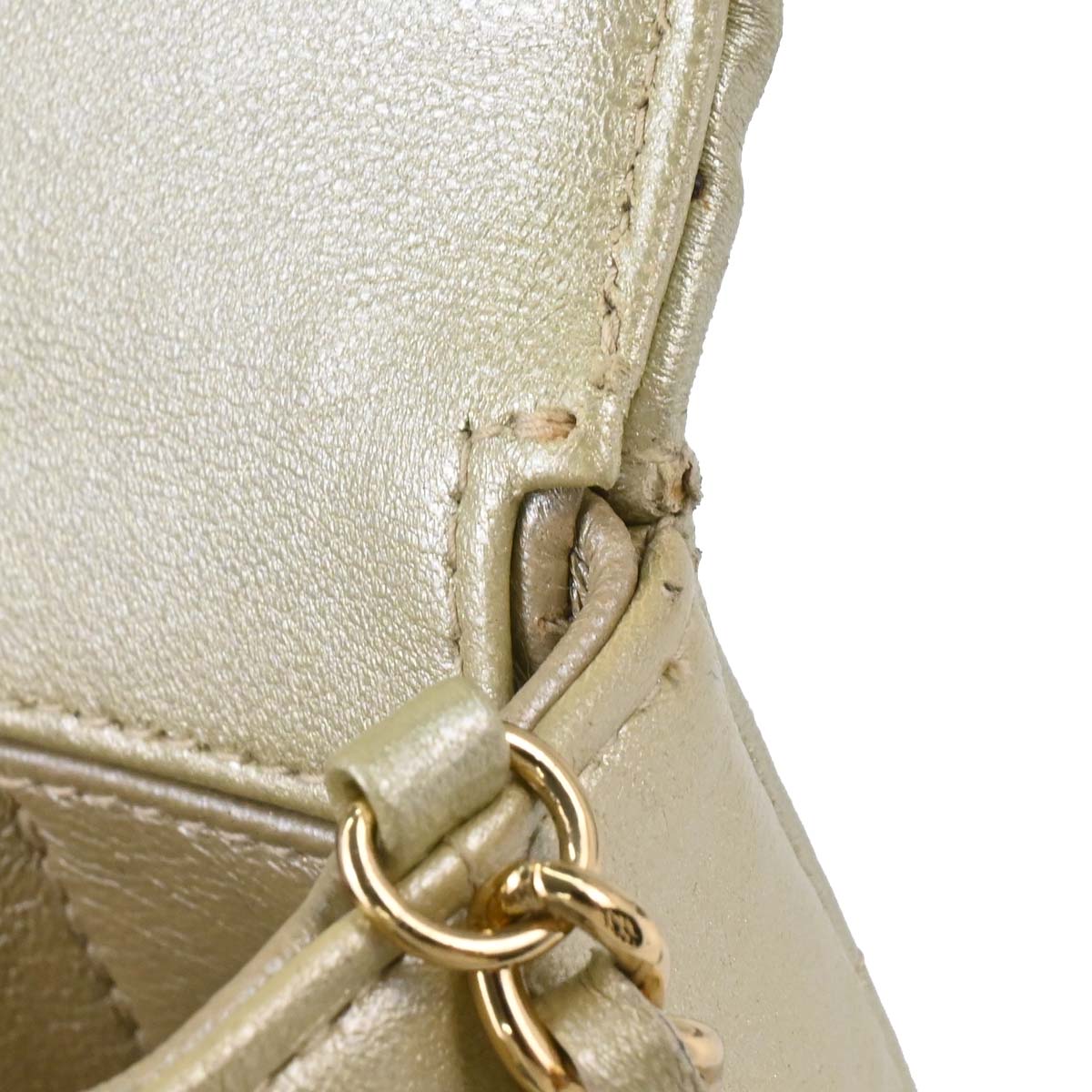 Chanel 2001-2003 Champagne Gold Lambskin Choco Bar East West Shoulder Bag