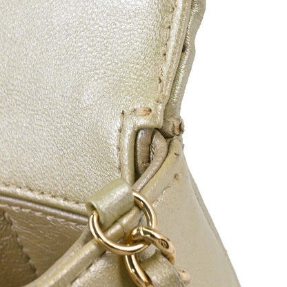 Chanel 2001-2003 Champagne Gold Lambskin Choco Bar East West Shoulder Bag