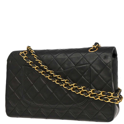 Chanel 1994-1996 Black Lambskin Medium Classic Double Flap Shoulder Bag