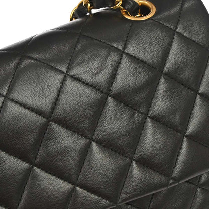 Chanel 1994-1996 Black Lambskin Medium Classic Double Flap Shoulder Bag