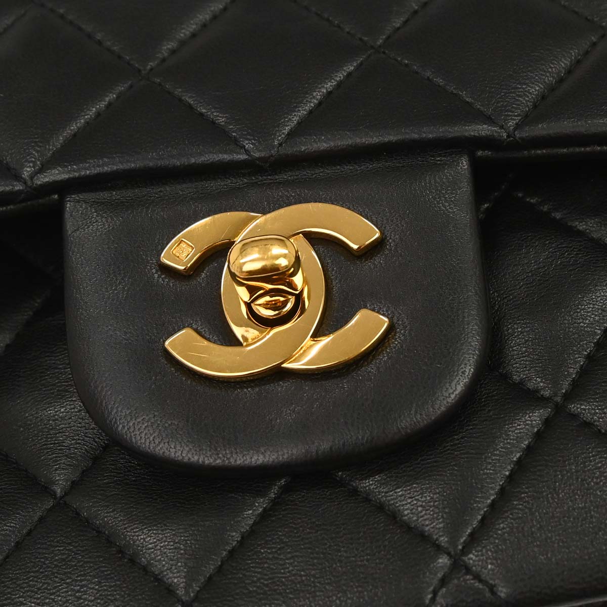 Chanel 1994-1996 Black Lambskin Medium Classic Double Flap Shoulder Bag