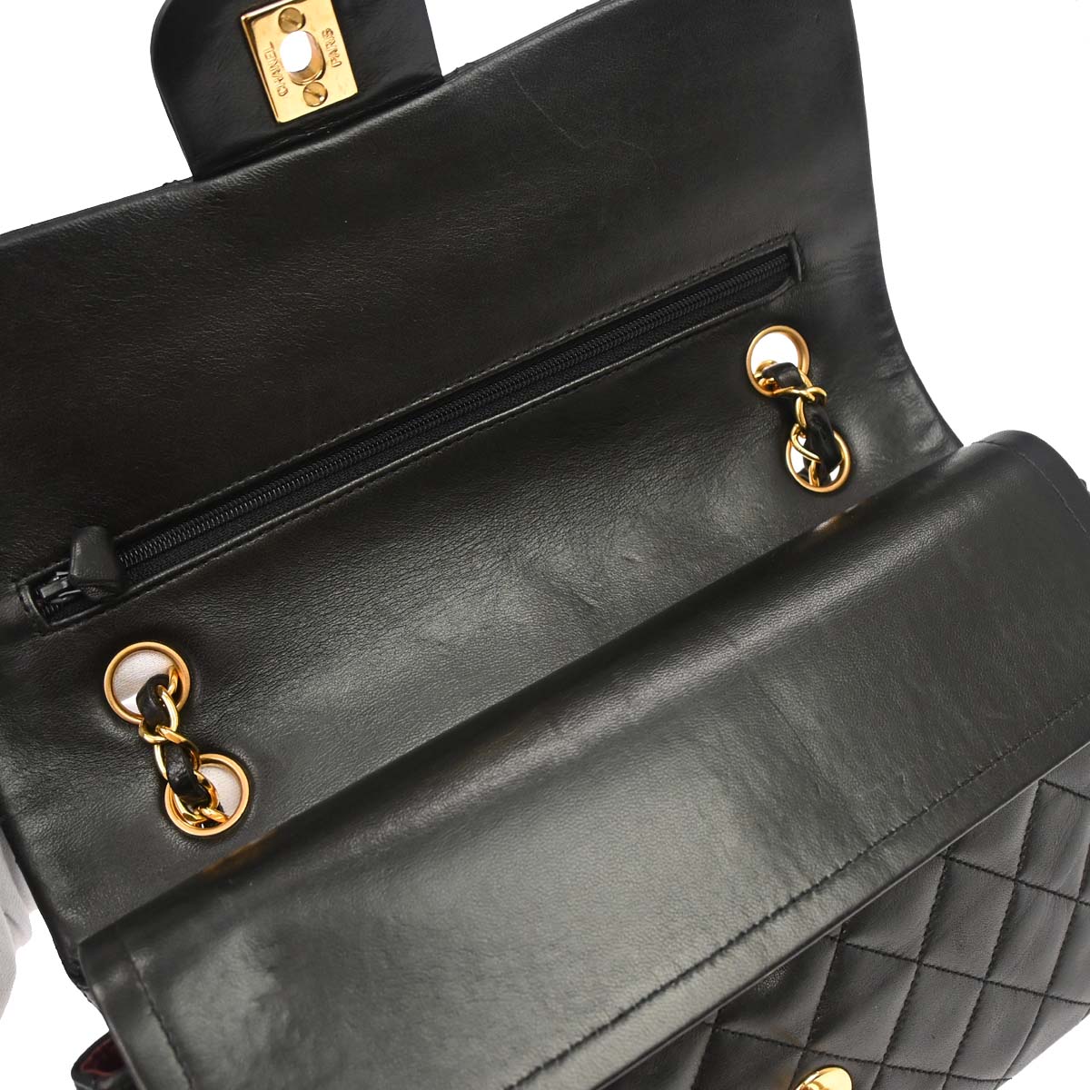 Chanel 1994-1996 Black Lambskin Medium Classic Double Flap Shoulder Bag