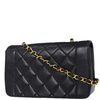 Chanel 1996-1997 Black Lambskin Small Diana Shoulder Bag