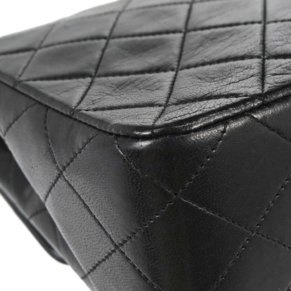 Chanel 1989-1991 Black Lambskin Classic Square Flap Shoulder Bag 20