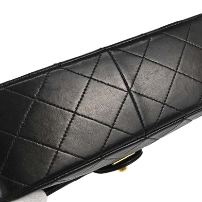 Chanel 1989-1991 Black Lambskin Classic Square Flap Shoulder Bag 20