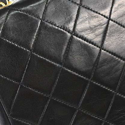 Chanel 1989-1991 Black Lambskin Classic Square Flap Shoulder Bag 20