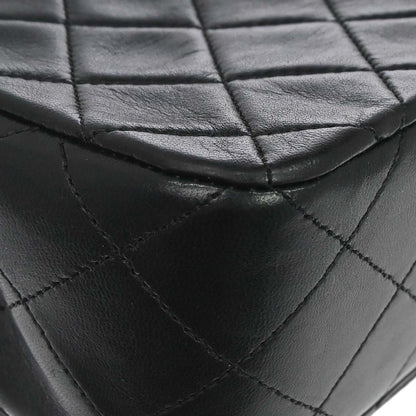 Chanel 1989-1991 Black Lambskin Turnlock Small Full Flap Shoulder Bag