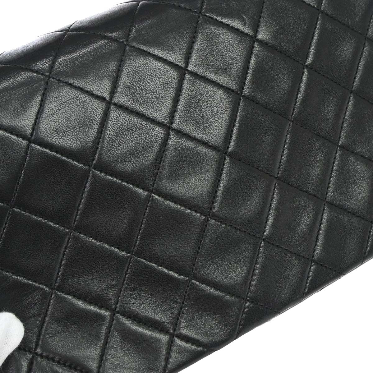 Chanel 1989-1991 Black Lambskin Turnlock Small Full Flap Shoulder Bag