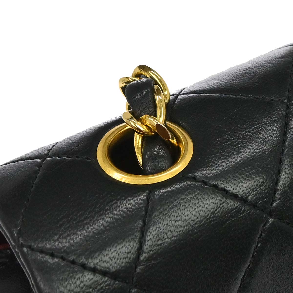 Chanel 1989-1991 Black Lambskin Turnlock Small Full Flap Shoulder Bag