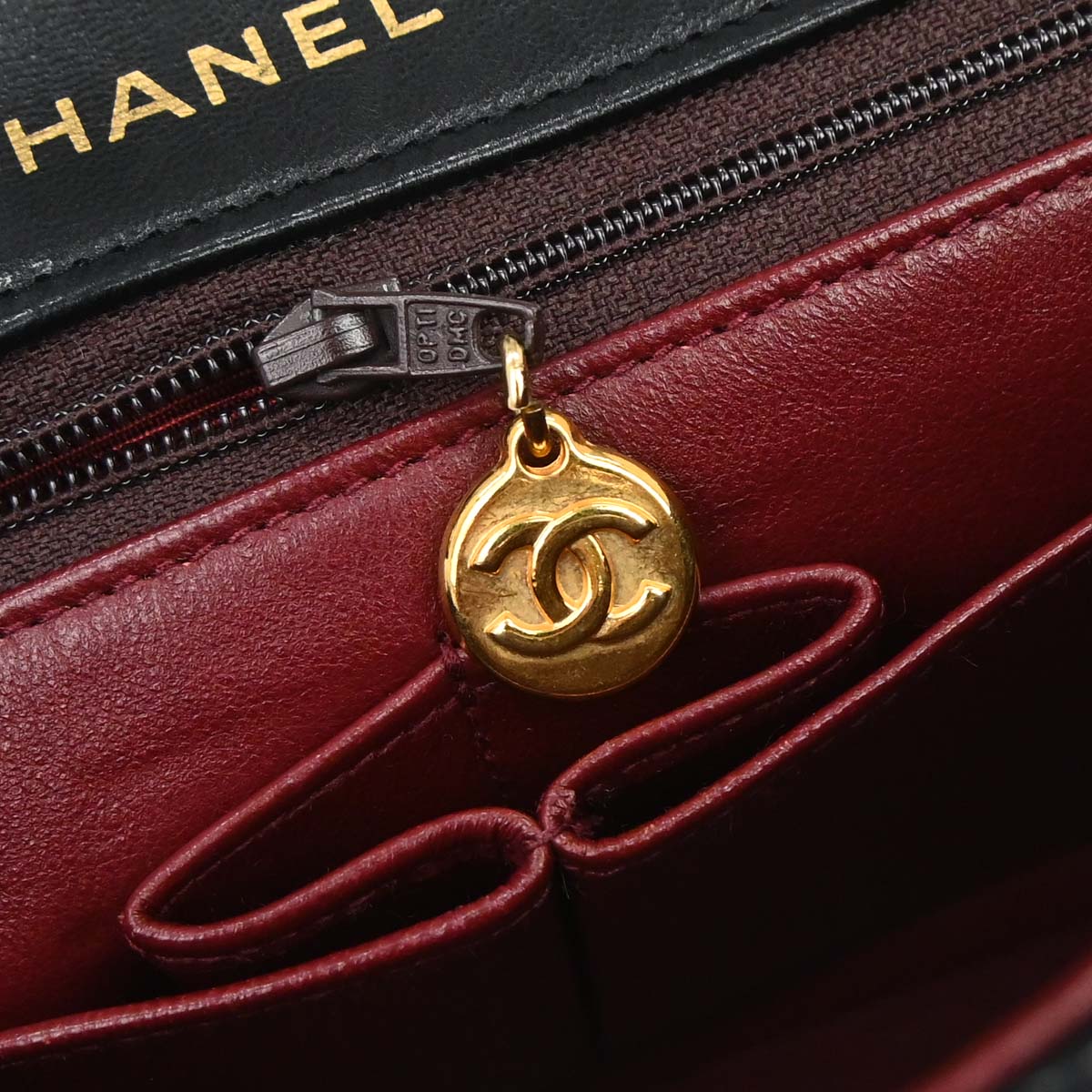 Chanel 1989-1991 Black Lambskin Turnlock Small Full Flap Shoulder Bag