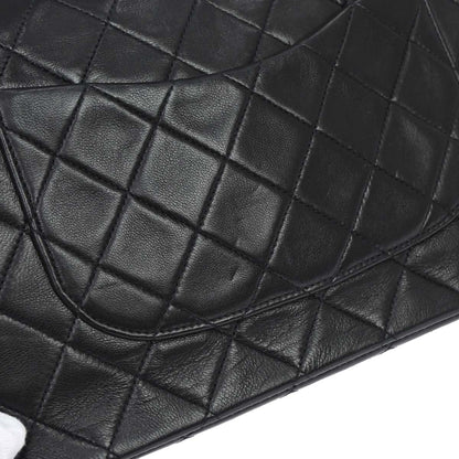 Chanel 1991-1994 Black Lambskin Medium Classic Double Flap Shoulder Bag