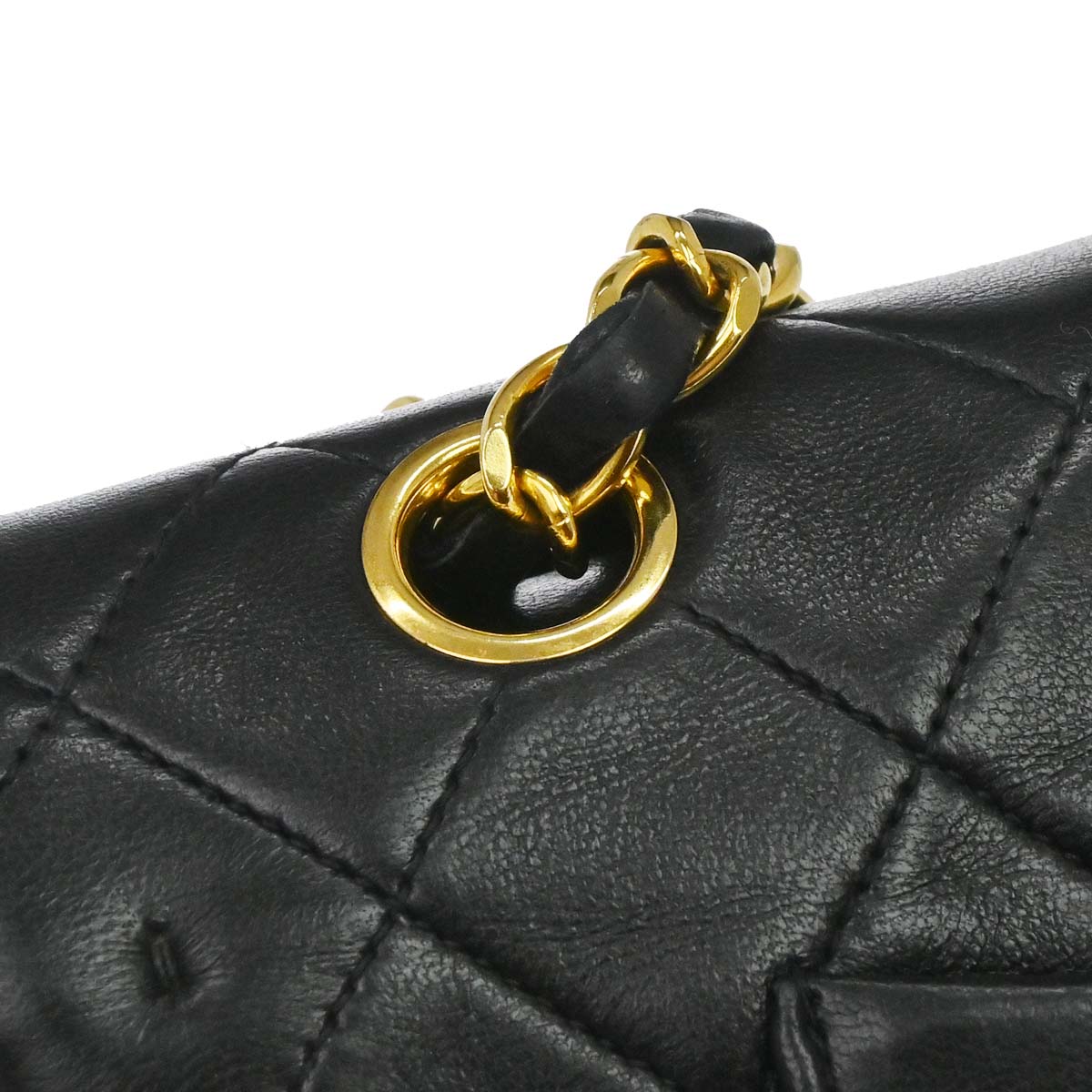 Chanel 1991-1994 Black Lambskin Medium Classic Double Flap Shoulder Bag