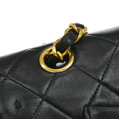 Chanel 1991-1994 Black Lambskin Medium Classic Double Flap Shoulder Bag