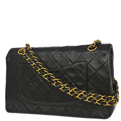 Chanel 1994-1996 Black Lambskin Medium Classic Double Flap Shoulder Bag