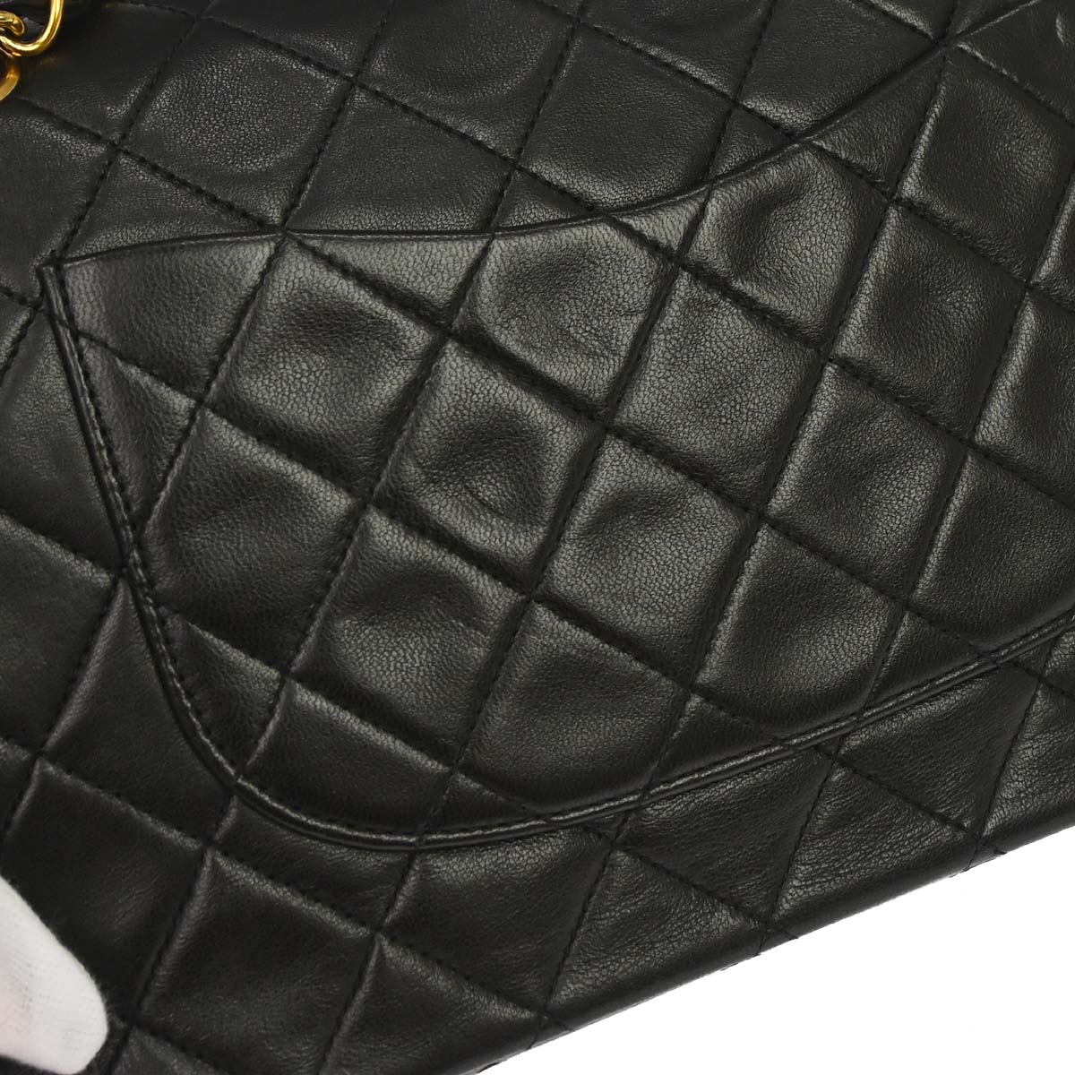 Chanel 1994-1996 Black Lambskin Medium Classic Double Flap Shoulder Bag