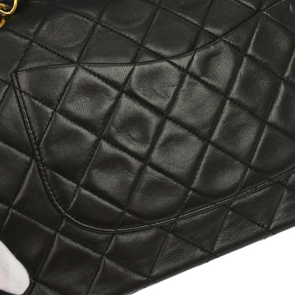Chanel 1994-1996 Black Lambskin Medium Classic Double Flap Shoulder Bag