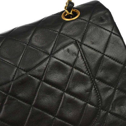 Chanel 1994-1996 Black Lambskin Medium Classic Double Flap Shoulder Bag