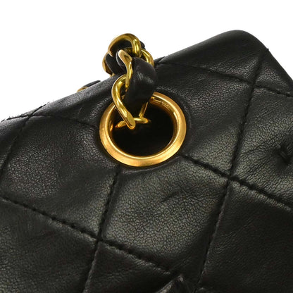 Chanel 1994-1996 Black Lambskin Medium Classic Double Flap Shoulder Bag