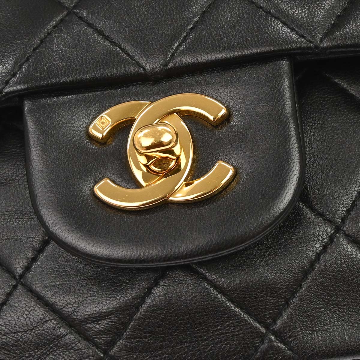 Chanel 1994-1996 Black Lambskin Medium Classic Double Flap Shoulder Bag