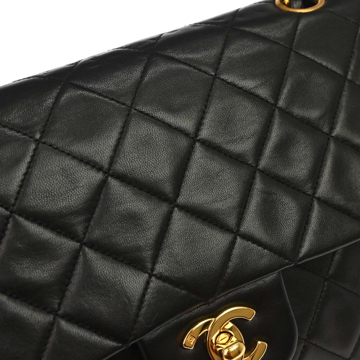 Chanel 1994-1996 Black Lambskin Medium Classic Double Flap Shoulder Bag