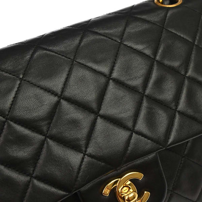 Chanel 1994-1996 Black Lambskin Medium Classic Double Flap Shoulder Bag