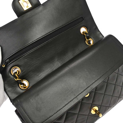 Chanel 1994-1996 Black Lambskin Medium Classic Double Flap Shoulder Bag
