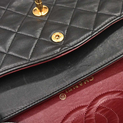 Chanel 1994-1996 Black Lambskin Medium Classic Double Flap Shoulder Bag