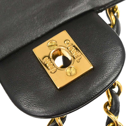 Chanel 1994-1996 Black Lambskin Medium Classic Double Flap Shoulder Bag